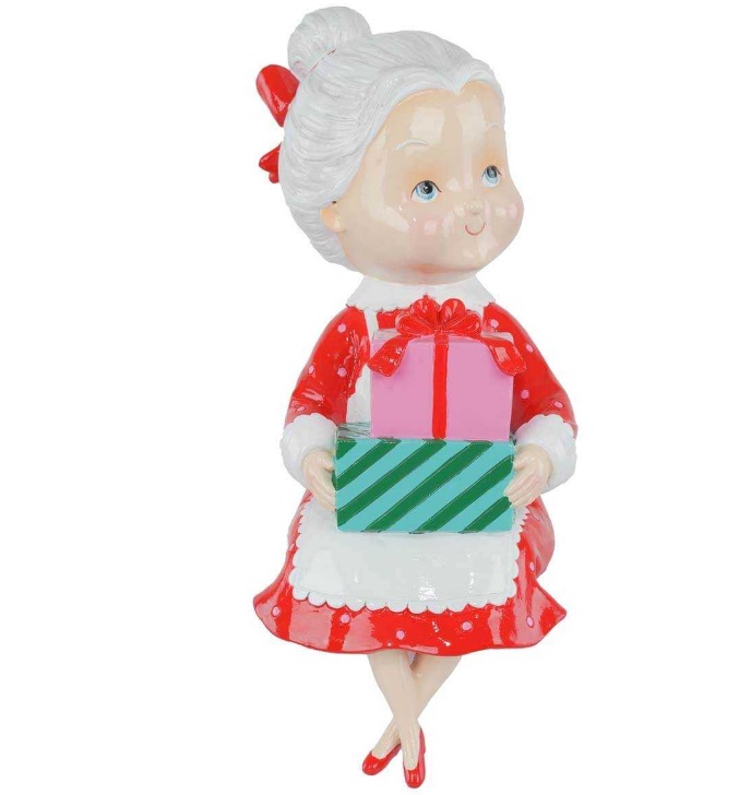 Mamma natale seduta in resina con pacchi regalo - H.33 cm